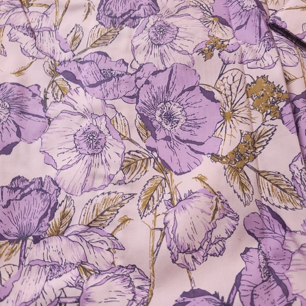 Duluth Womens Wrinkle Fighter Tunic No Gape Floral  Purple Button Shirt Pink - Picture 11 of 12